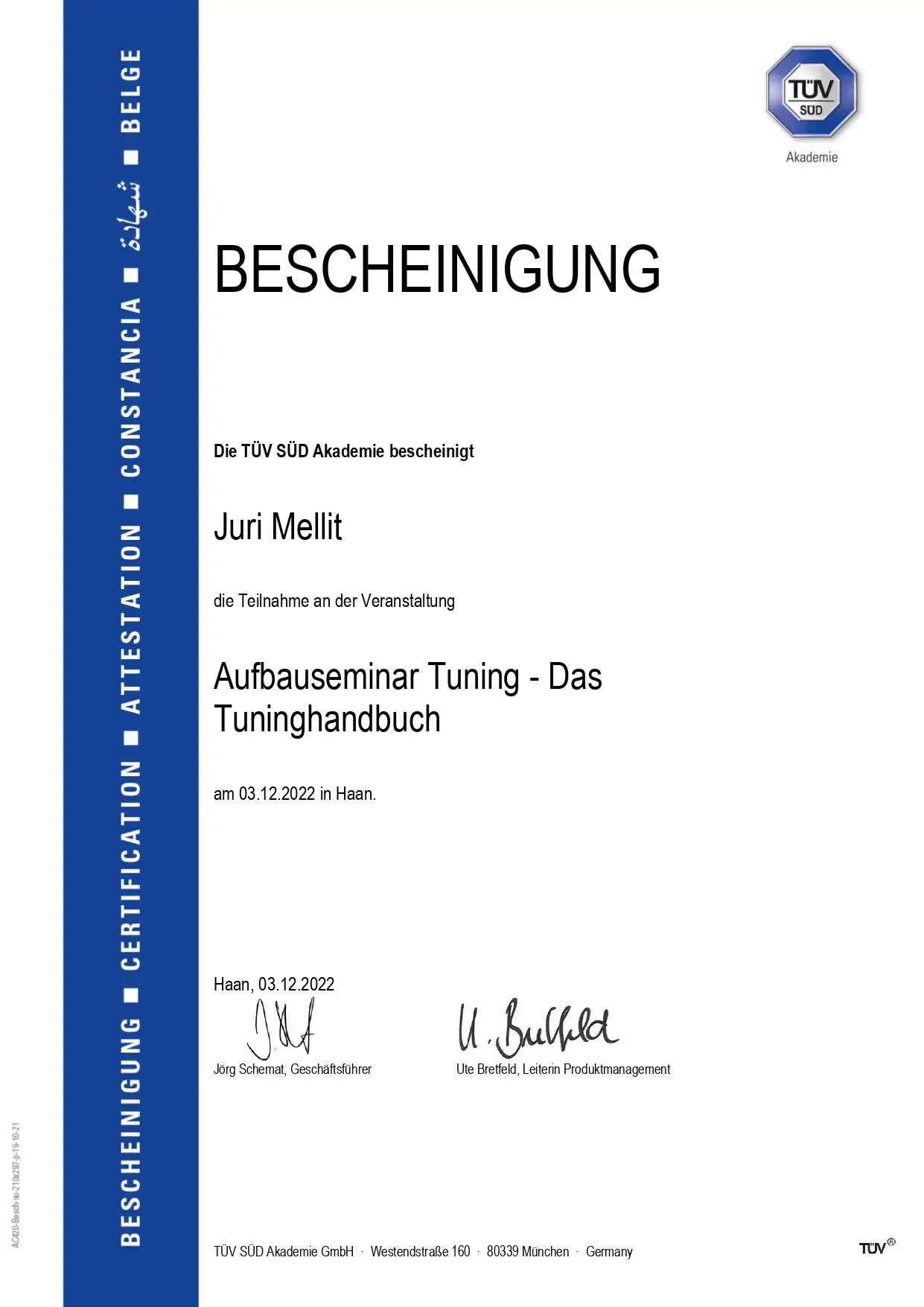 Bescheinigung